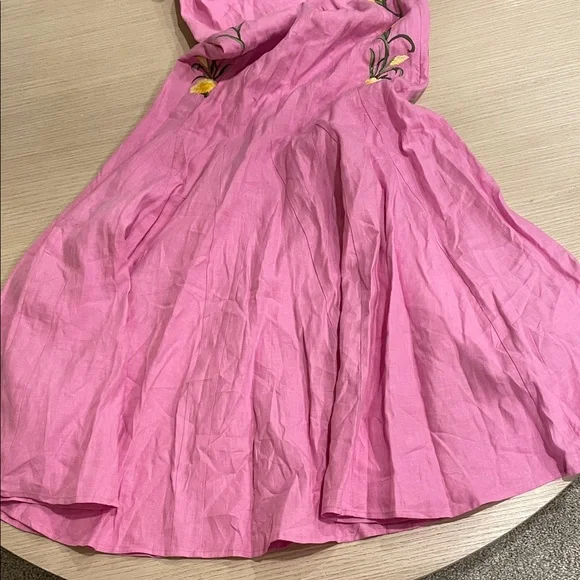 Fanm Mon, Pink Floral Embroidered Maxi Dress, Size S - Picture 7 of 9